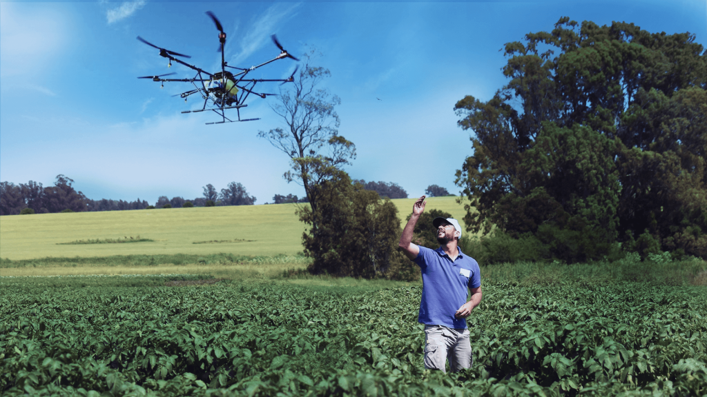 Drones para uso agrícola sobre cultivo